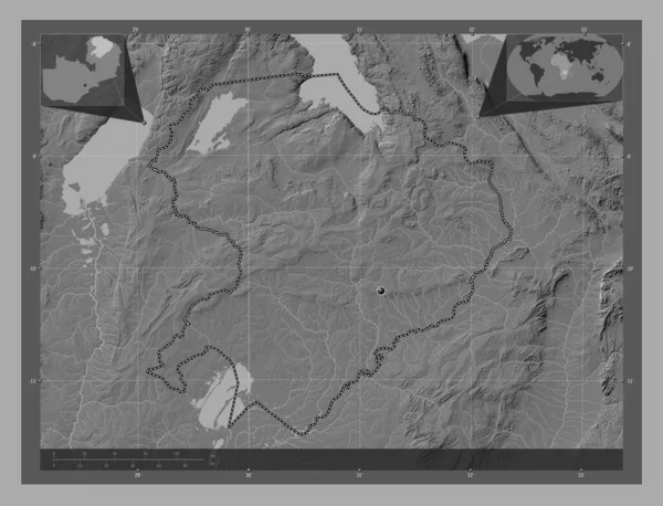 Северный Регион Замбии Карта Рельефа Билевела Озерами Реками Вспомогательные Карты — стоковое фото