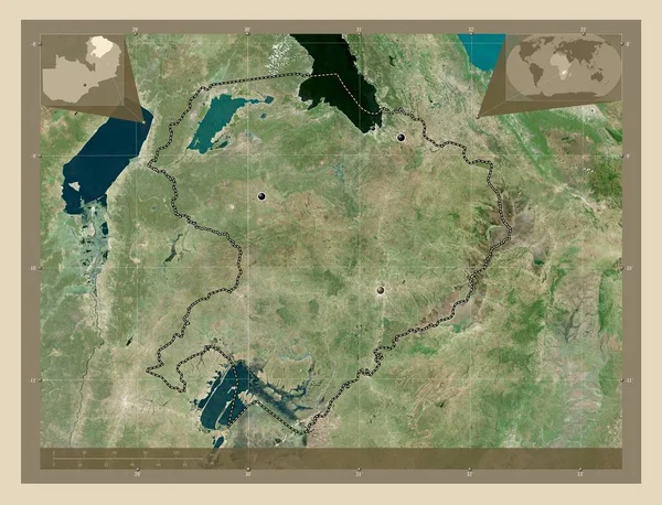 Βόρεια Περιοχή Της Ζάμπια Υψηλής Ανάλυσης Δορυφορικός Χάρτης Τοποθεσίες Μεγάλων — Φωτογραφία Αρχείου