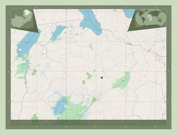Norte Região Zâmbia Abrir Mapa Rua Mapa Localização Auxiliar Canto — Fotografia de Stock