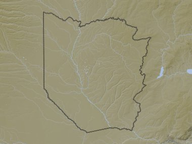 Batı, Zambiya bölgesi. Yükseklik haritası göller ve nehirlerle wiki stilinde renklendirilmiştir
