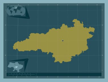 Kirovohrad, Ukrayna bölgesi. Katı renk şekli. Köşedeki yedek konum haritaları