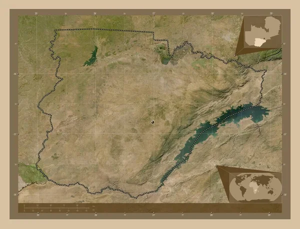 Νότια Περιοχή Της Ζάμπια Δορυφορικός Χάρτης Χαμηλής Ανάλυσης Γωνιακοί Χάρτες — Φωτογραφία Αρχείου
