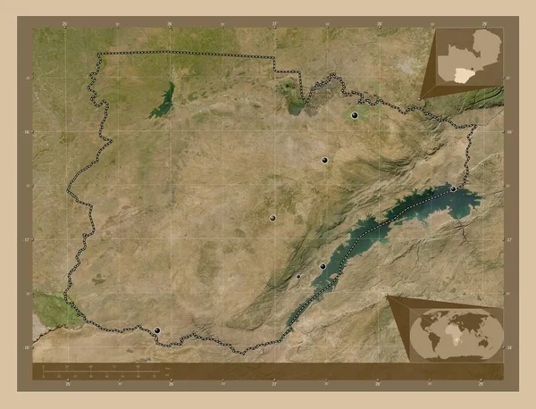 Νότια Περιοχή Της Ζάμπια Δορυφορικός Χάρτης Χαμηλής Ανάλυσης Τοποθεσίες Μεγάλων — Φωτογραφία Αρχείου