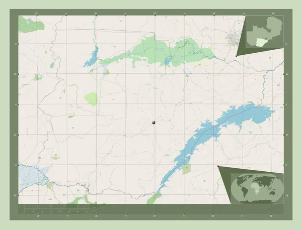 Południowy Region Zambii Otwórz Mapę Ulic Pomocnicze Mapy Położenia Narożnika — Zdjęcie stockowe