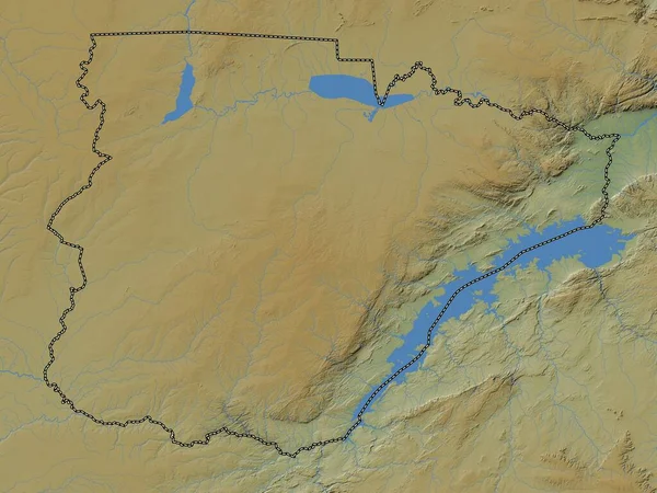 Süden Region Sambia Farbige Höhenkarte Mit Seen Und Flüssen — Stockfoto