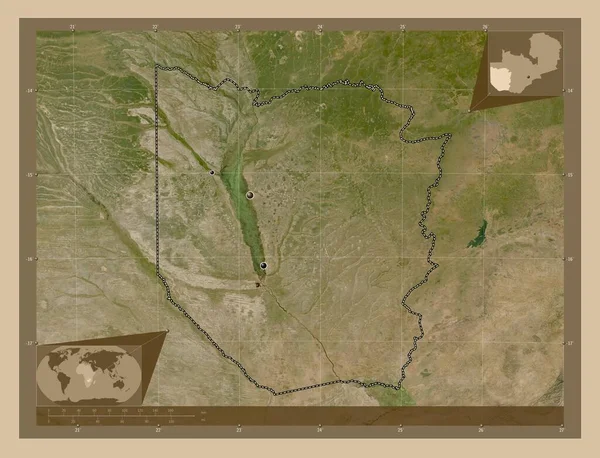 Δυτική Περιοχή Της Ζάμπια Δορυφορικός Χάρτης Χαμηλής Ανάλυσης Τοποθεσίες Μεγάλων — Φωτογραφία Αρχείου