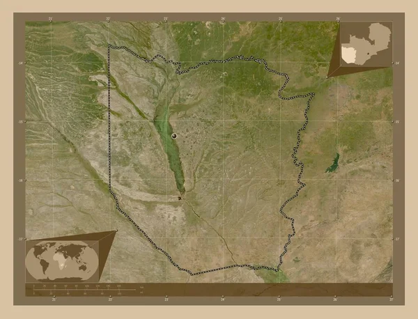 Western Region Zambia Low Resolution Satellite Map Corner Auxiliary Location — Stock Photo, Image