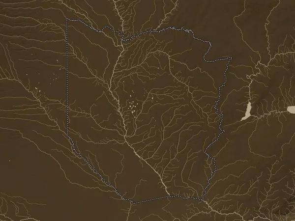 Западный Регион Замбии Карта Высот Окрашенная Сепиевые Тона Озерами Реками — стоковое фото