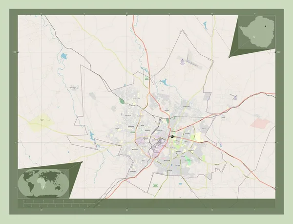 Bulawayo Città Dello Zimbabwe Mappa Stradale Aperta Località Delle Principali — Foto Stock