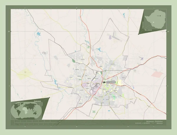 Bulawayo Město Zimbabwe Otevřít Mapu Ulice Umístění Názvy Velkých Měst — Stock fotografie