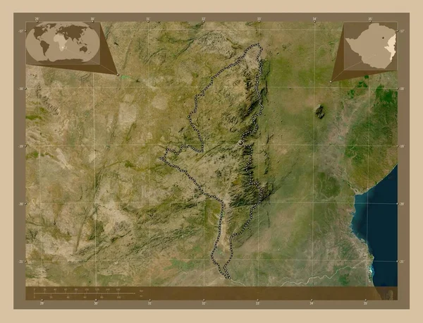 Manicaland Επαρχία Ζιμπάμπουε Δορυφορικός Χάρτης Χαμηλής Ανάλυσης Γωνιακοί Χάρτες Βοηθητικής — Φωτογραφία Αρχείου