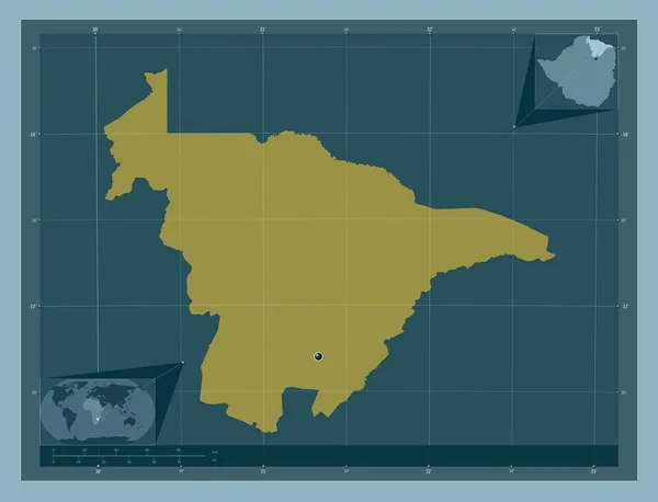 México Central Provincia Zimbabue Forma Color Sólido Mapas Ubicación Auxiliares —  Fotos de Stock