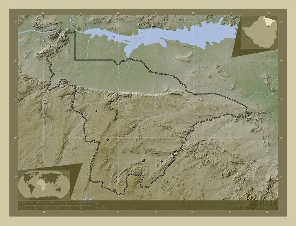 México Central Provincia Zimbabue Mapa Elevación Coloreado Estilo Wiki Con — Foto de Stock