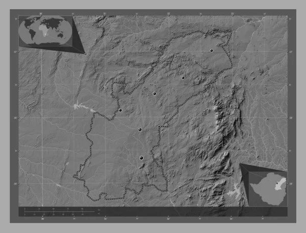 México Oriental Provincia Zimbabue Mapa Elevación Bilevel Con Lagos Ríos — Foto de Stock
