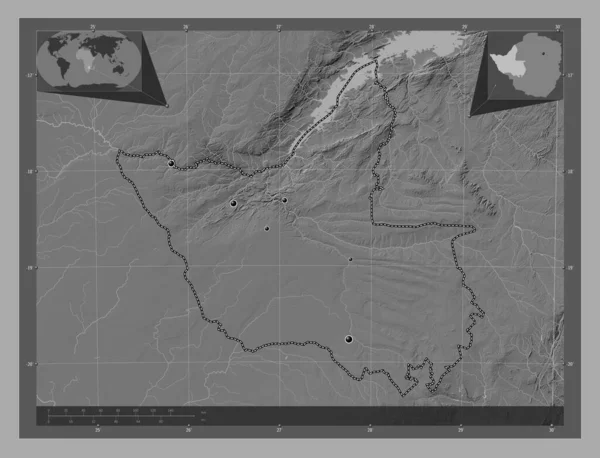 Матабелеланд Норт Провінція Зімбабве Білевелівська Карта Висот Озерами Річками Розташування — стокове фото