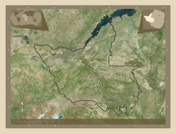 ジンバブエ共和国のマタベレランド北部 高解像度衛星地図 コーナー補助位置図 — ストック写真