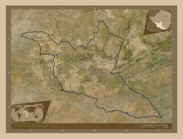 Matabeleland South Província Zimbabué Mapa Satélite Baixa Resolução Locais Nomes — Fotografia de Stock
