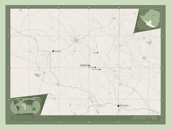 Matabeleland South Provinz Simbabwe Open Street Map Orte Und Namen — Stockfoto