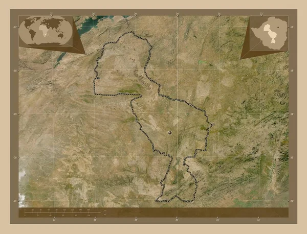 Мідлендс Провінція Зімбабве Супутникова Карта Низькою Роздільною Здатністю Кутові Допоміжні — стокове фото