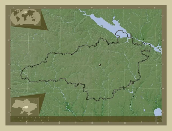 Kirovohrad Región Ucrania Mapa Elevación Coloreado Estilo Wiki Con Lagos —  Fotos de Stock