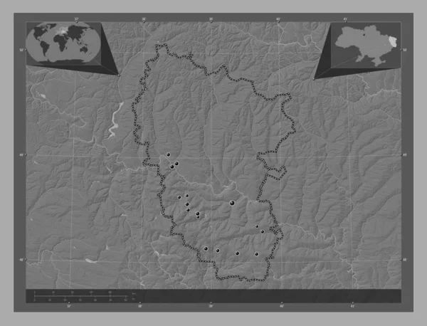 Luhans Περιφέρεια Ουκρανίας Bilevel Υψομετρικός Χάρτης Λίμνες Και Ποτάμια Τοποθεσίες — Φωτογραφία Αρχείου