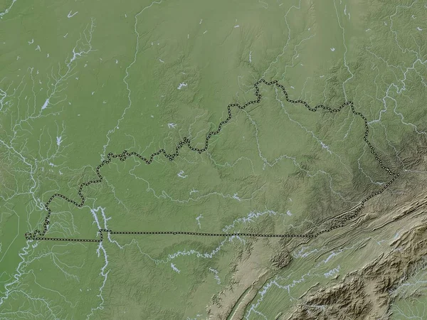 Κεντάκι Πολιτεία Των Ηπα Υψόμετρο Χάρτη Χρωματισμένο Wiki Στυλ Λίμνες — Φωτογραφία Αρχείου