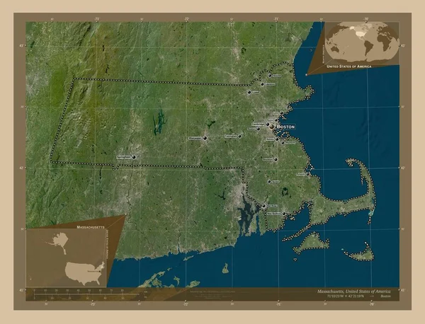 Massachusetts Stát Spojené Státy Americké Satelitní Mapa Nízkým Rozlišením Umístění — Stock fotografie