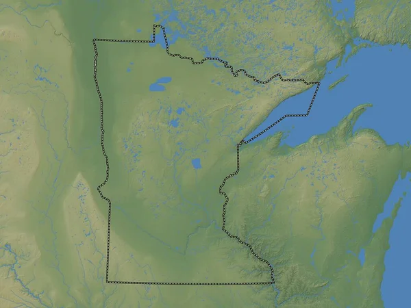 ミネソタ州 アメリカ合衆国の州 湖や川と色の標高マップ — ストック写真