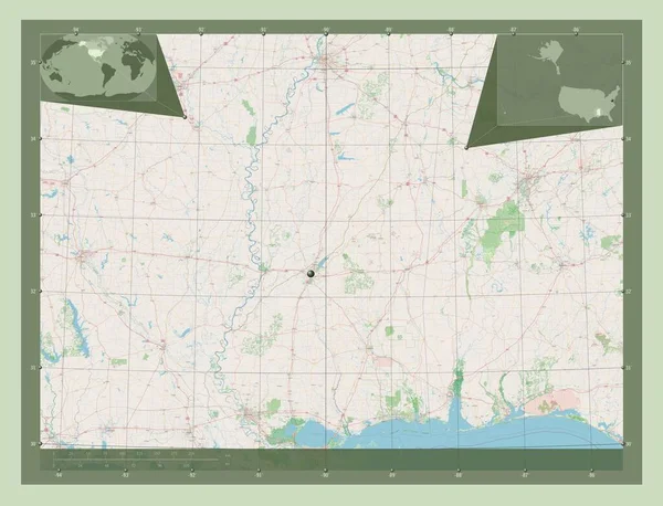 Mississippi Amerikai Egyesült Államok Állam Nyílt Utcai Térkép Saroktérképek Kiegészítő — Stock Fotó
