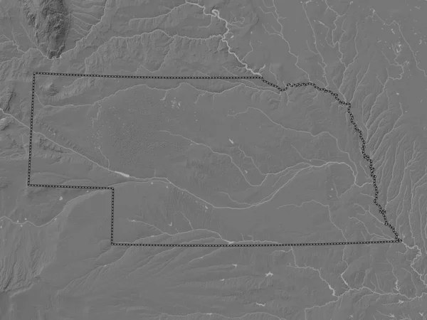 Nebraska State United States America Bilevel Elevation Map Lakes Rivers — Stock Photo, Image