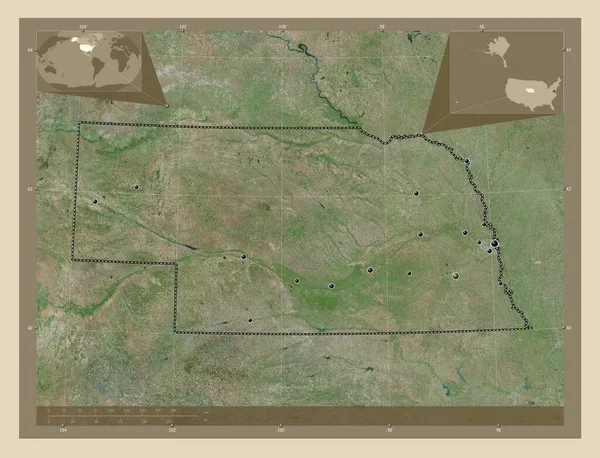 Nebraska Stato Degli Stati Uniti America Mappa Satellitare Alta Risoluzione — Foto Stock