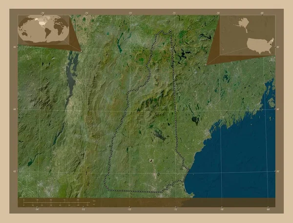 New Hampshire Delstaten Usa Lågupplöst Satellitkarta Hjälpkartor För Hörnen — Stockfoto