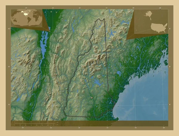 New Hampshire Stato Degli Stati Uniti America Mappa Elevazione Colorata — Foto Stock
