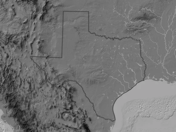 Texas Estado Los Estados Unidos América Mapa Elevación Bilevel Con — Foto de Stock