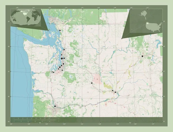 Washington Stát Spojené Státy Americké Otevřít Mapu Ulice Umístění Velkých — Stock fotografie