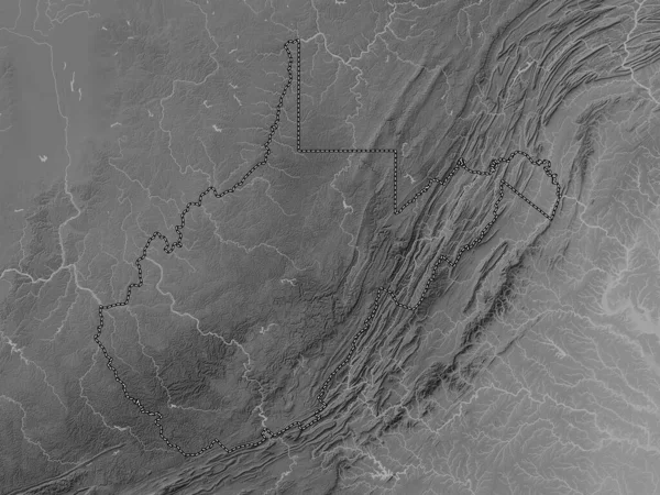 West Virginia State United States America Grayscale Elevation Map Lakes — Stock Photo, Image