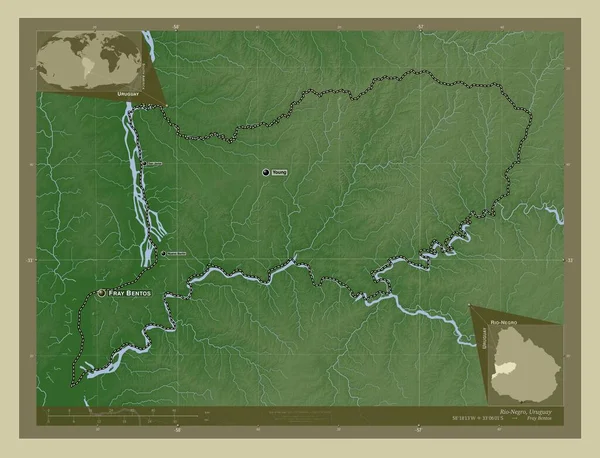 Ρίο Νέγρο Τμήμα Ουρουγουάης Υψόμετρο Χάρτη Χρωματισμένο Στυλ Wiki Λίμνες — Φωτογραφία Αρχείου