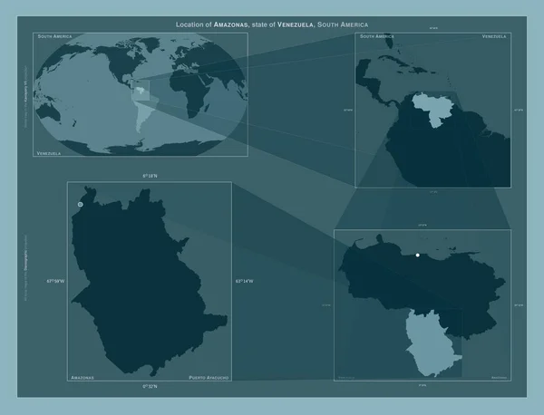 Amazonas Estado Venezuela Diagrama Que Muestra Ubicación Región Mapas Gran — Foto de Stock