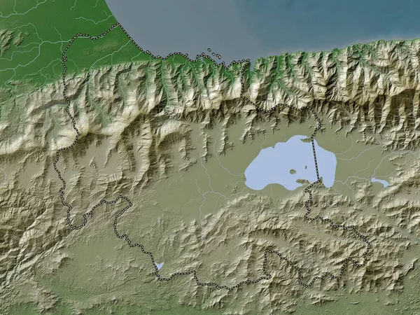 Carabobo Venezuela Eyaleti Yükseklik Haritası Göller Nehirlerle Wiki Stilinde Renklendirilmiştir — Stok fotoğraf