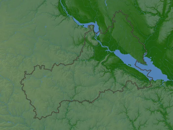 Cherkasy Region Ukraine Colored Elevation Map Lakes Rivers — Stock Photo, Image