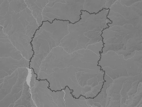 Chernihiv Región Ucrania Mapa Elevación Escala Grises Con Lagos Ríos —  Fotos de Stock