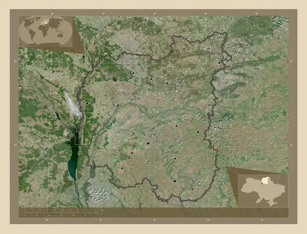 Tschernihiw Region Der Ukraine Hochauflösende Satellitenkarte Standorte Der Wichtigsten Städte — Stockfoto