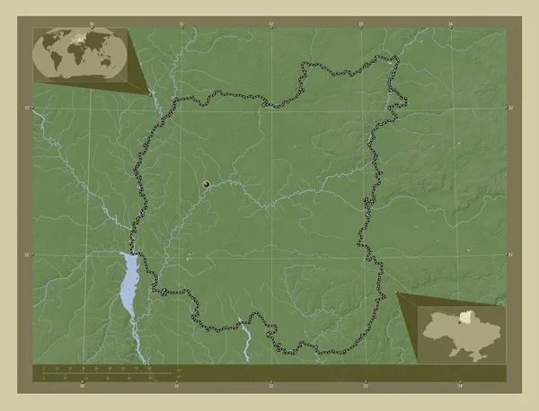 Chernihiv Region Ukraine Elevation Map Colored Wiki Style Lakes Rivers — Stock Photo, Image