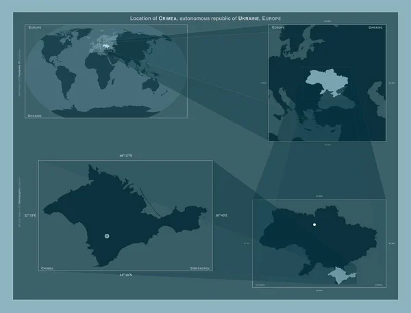 Крым Автономная Республика Украина Диаграмма Показывающая Расположение Региона Крупных Картах — стоковое фото