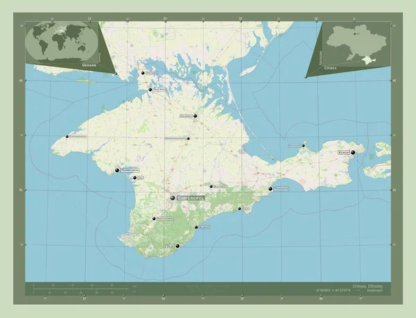 Crimea Repubblica Autonoma Dell Ucraina Mappa Stradale Aperta Località Nomi — Foto Stock
