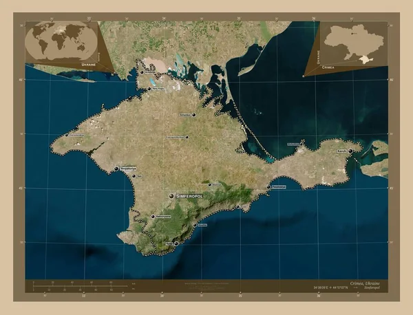 Crimea Repubblica Autonoma Dell Ucraina Mappa Satellitare Bassa Risoluzione Località — Foto Stock