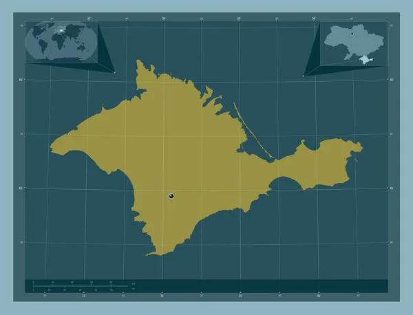 Crimeia República Autónoma Ucrânia Forma Cor Sólida Mapa Localização Auxiliar — Fotografia de Stock