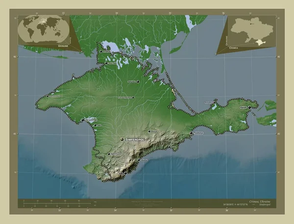 Crimea Autonomous Republic Ukraine Elevation Map Colored Wiki Style Lakes — Stock Photo, Image