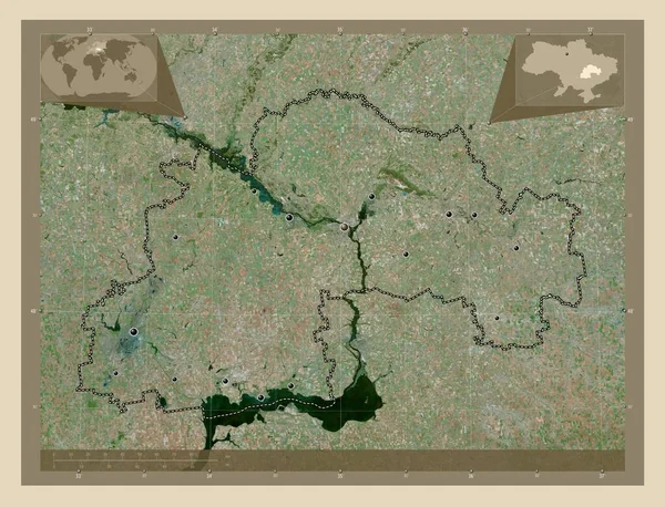 Dnipropetrovs Región Ucrania Mapa Satelital Alta Resolución Ubicaciones Las Principales —  Fotos de Stock