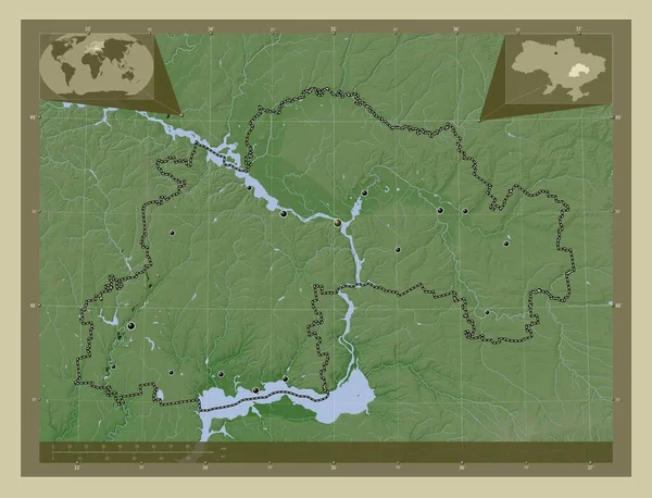 Dnipropetrovs Ukrayna Bölgesi Yükseklik Haritası Göller Nehirlerle Wiki Tarzında Renklendirilmiş — Stok fotoğraf